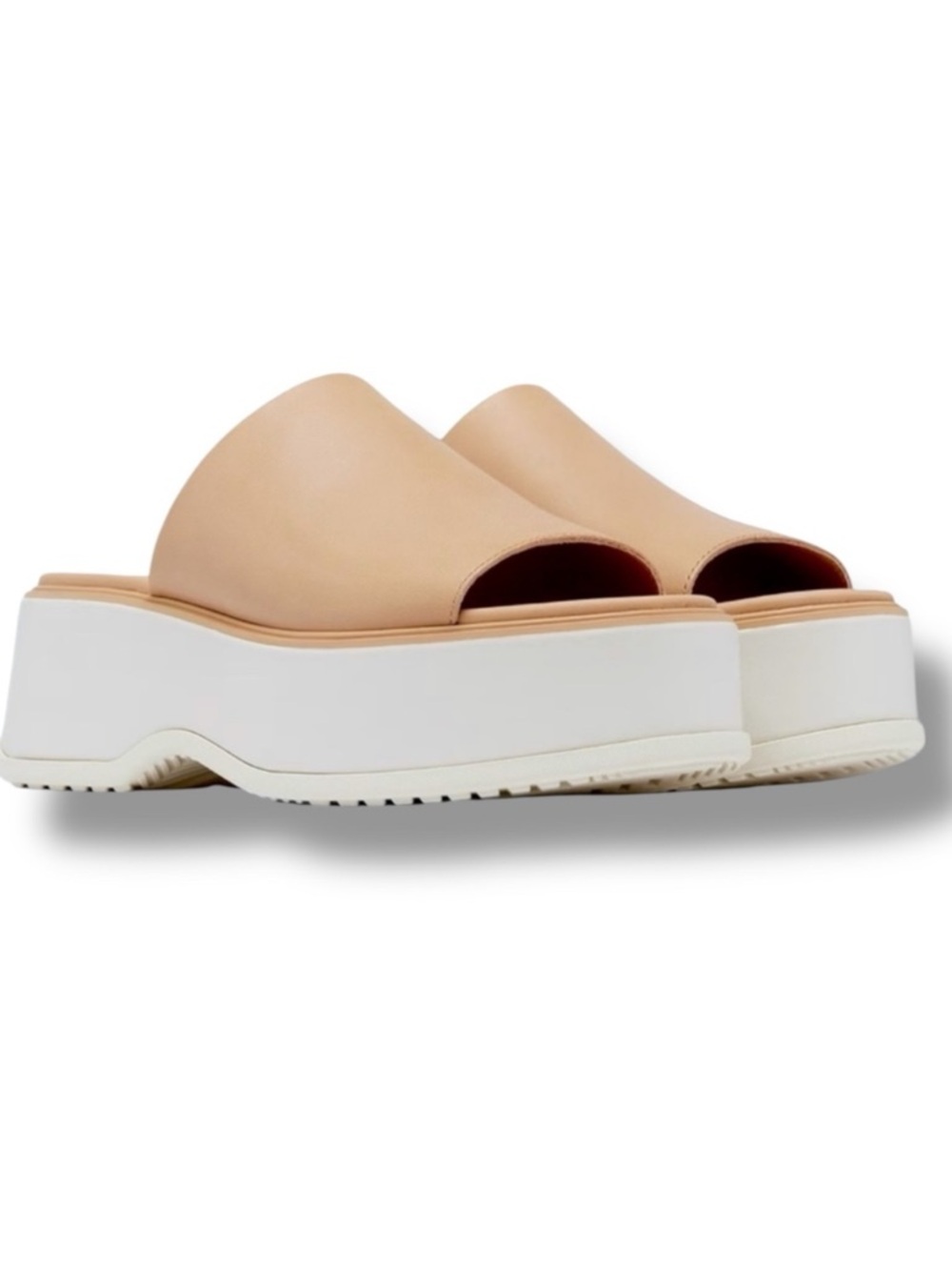 Sorel Dayspring Leather Platform Slide Wedge Sandal Honest Beige Chalk 9.5